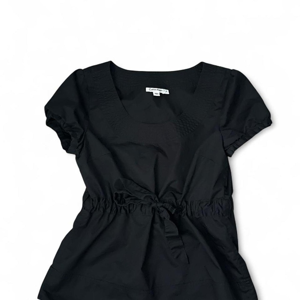 Y2K CALVIN KLEIN BABYDOLL CAP SLEEVE TIE WAIST CAREER WEAR TOP